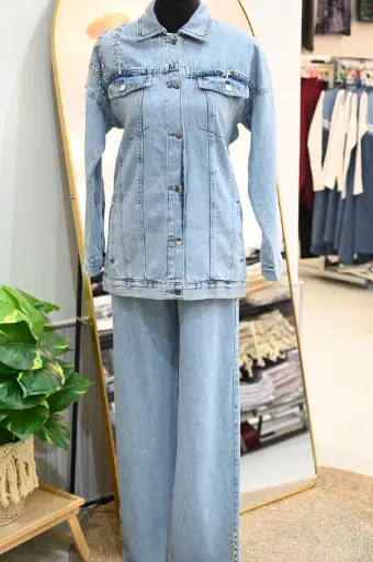 Two Piece Jeans Set - Blue